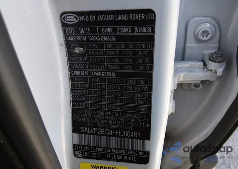 2015 Land Rover Range Rover Evoque Pure from USA, damaged, VIN SALVR2BG4FH060481